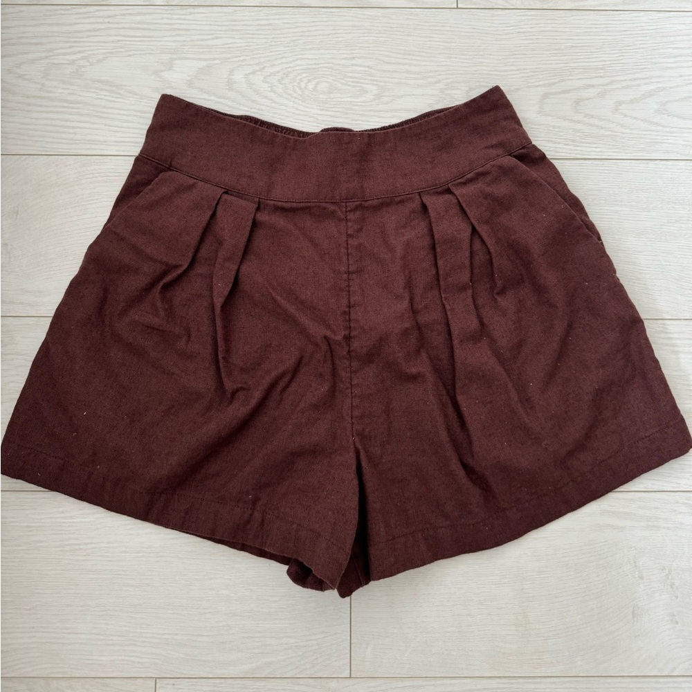 Abercrombie & Fitch Brown Linen-Blend Pull-On Short US S